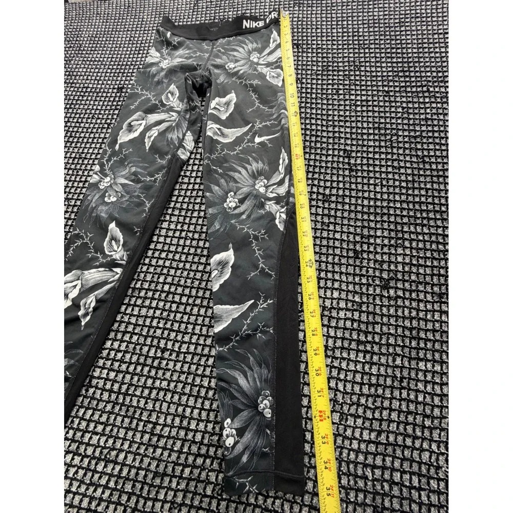 Nike Pro Leggings Womens Small Black Floral Dri-FIT Athletic Tights